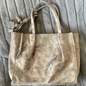 Anthropologie Miss Albright Silver Leather Purse